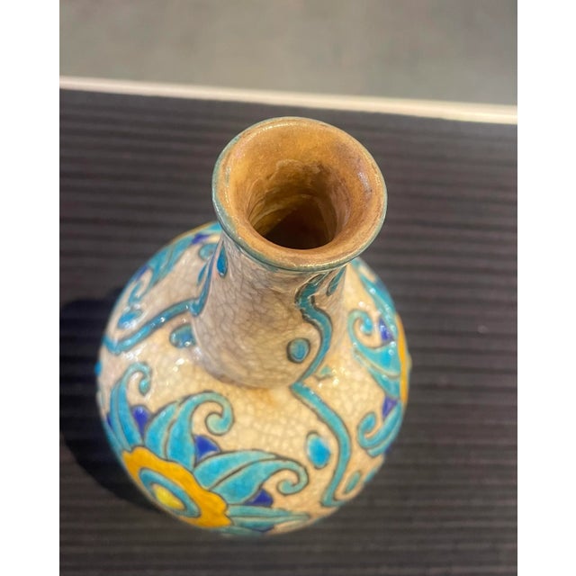 Mid-Century Modern 1930s Art Nouveau Art Pottery Vase by Boch Freres by Charles Cartteau For Sale - Image 3 of 8