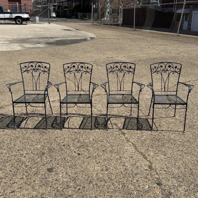 Florentine Mid 20th Century Salterini Style Wrought Iron Garden Patio Dining Set by Florentine Craft Studio For Sale - Image 4 of 18