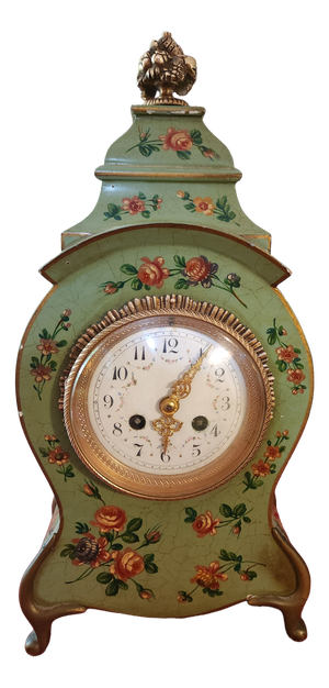 18th Century Cartel Clock in Wood and Bronze, 1950s
