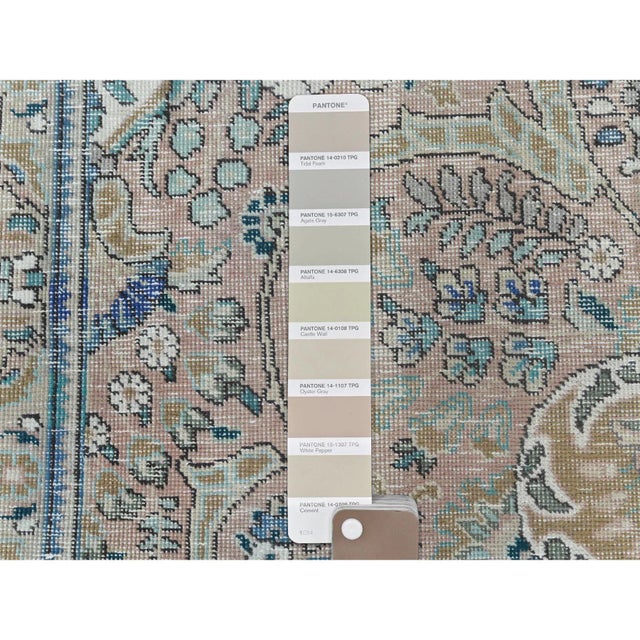 Vintage Persian Tabriz Distressed Gray Wool Hand Knotted Thin Rug For Sale - Image 10 of 13