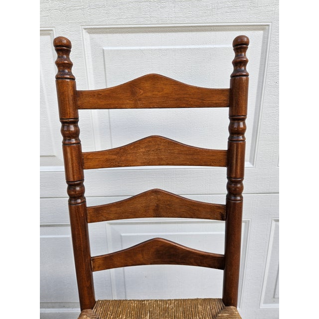 Rush Seat Ladder Back Chairs -Set of Four For Sale - Image 9 of 14