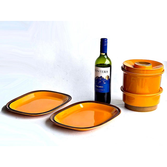1970s Hand Painted Ceramic Serving Pieces From Egersund Norway, 5 Piece Set For Sale In Miami - Image 6 of 10
