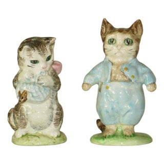Late 20th Century Beatrix Potter, Tom Kitten & Miss Moppet, Porcelain Figurine, Beswick, England. For Sale