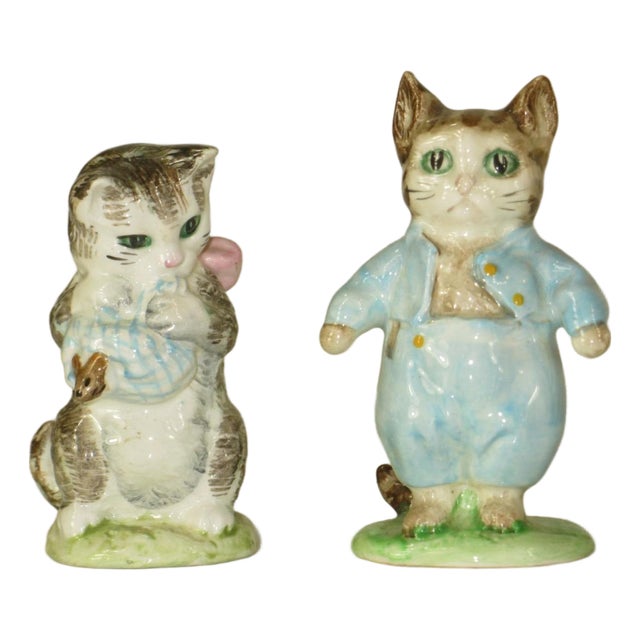 Late 20th Century Beatrix Potter, Tom Kitten & Miss Moppet, Porcelain Figurine, Beswick, England. For Sale