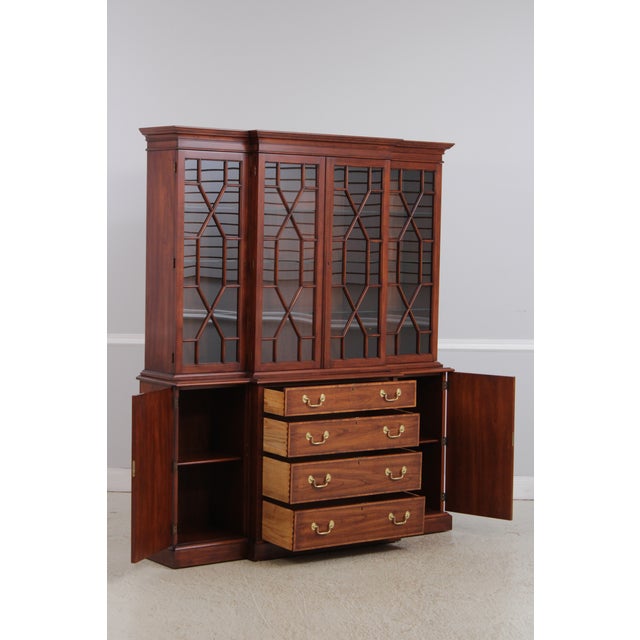 Henkel Harris Henkel Harris Model 2365 Cherry 2 Piece Breakfront For Sale - Image 4 of 18