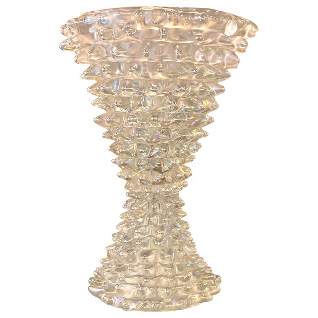 Large Murano Glass Iridescent Rostrato Table Lamp, 1980 For Sale