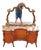 1920's French Style Marble Top Inlaid Walnut Vanity With Later Companion Mirror For Sale
