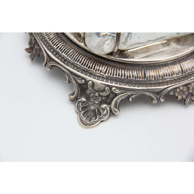 Silver Inkwell with Circular Base and Grooves For Sale - Image 4 of 5