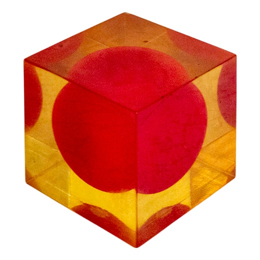 Mod. 3018 Resin Sculpture Cube by Enzo Mari for Danese, 1960s For Sale