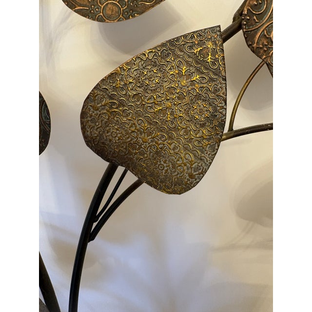 1970s Vintage Deco Metal Leaf Textured Wall Decor For Sale - Image 5 of 11