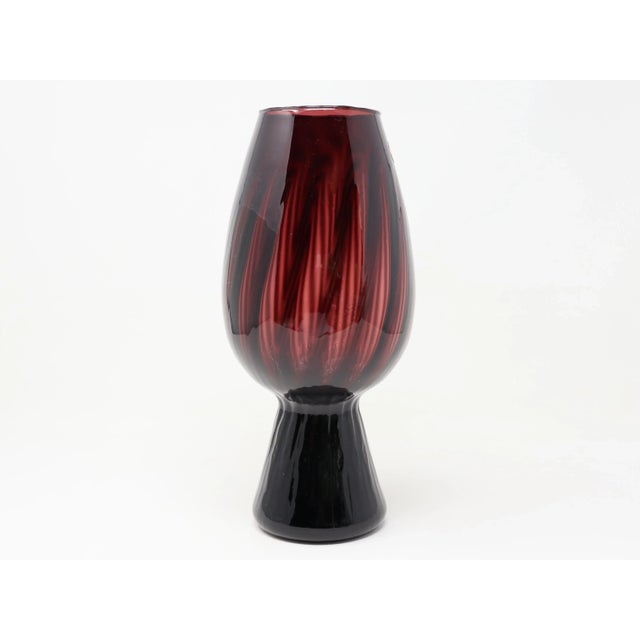 Mid-Century Modern Vintage Empoli Italy Amethyst Glass Vase For Sale - Image 3 of 8