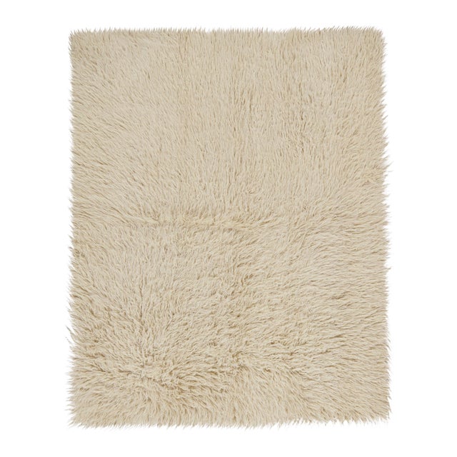 Vintage Tulu Rug in Beige and Off-White Shag Pile by Rug & Kilim For Sale