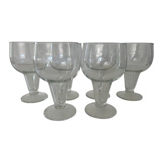 1960s Mid-Century Clear Hollow Beer Glasses- Set of 6 For Sale