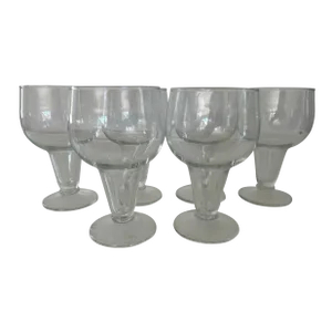 1960s Mid-Century Clear Hollow Beer Glasses- Set of 6