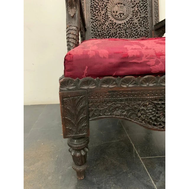 Brown Antique Colonial Lounge Chair For Sale - Image 8 of 12