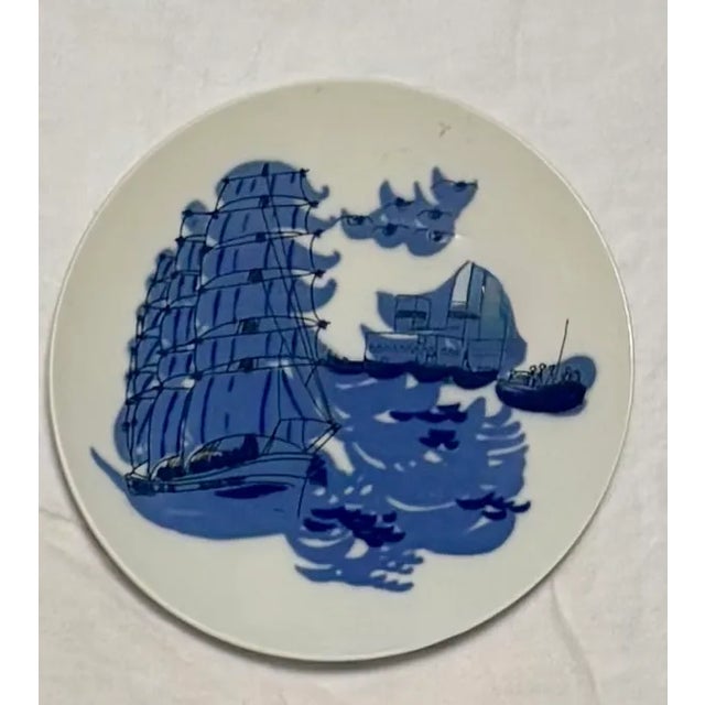 Mid 20th Century Nautical Blue and White Danish Sailing Ships Wall Plate Curation-Set of 11 For Sale - Image 5 of 14