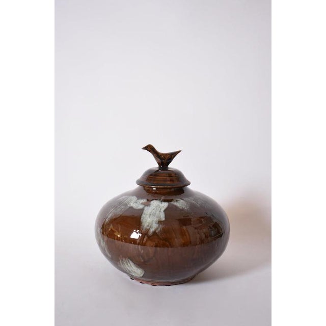 Brejos Brown Ceramic Covered Vase by Barracuda Interiors For Sale - Image 5 of 5