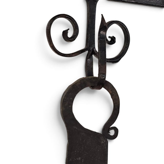 Circa 1820 Continental Hand-Forged Wrought Iron Archelle With Three Utensils For Sale - Image 10 of 11