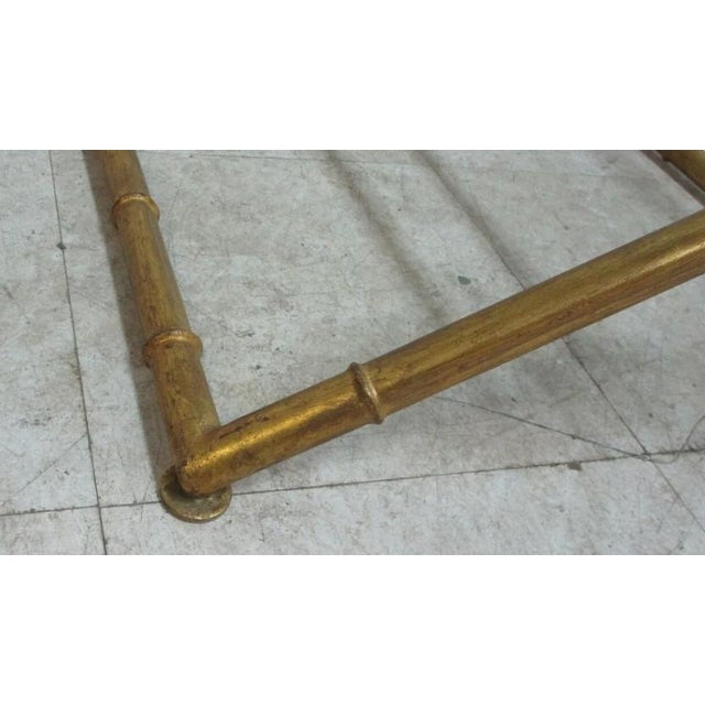 1950s Vintage Gold Gilt Faux Bamboo Campaign X Base End Table Italian Regency A For Sale - Image 5 of 9