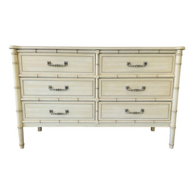 Vintage Henry Link Bali Hai Faux Bamboo 6-Drawer Double Dresser For Sale
