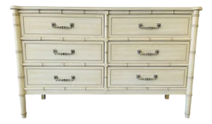 Vintage Henry Link Bali Hai Faux Bamboo 6-Drawer Double Dresser