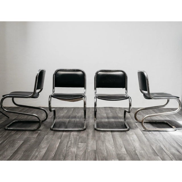 Chromed Steel Cantilever Chairs, 1980s, Set of 4 For Sale - Image 4 of 13