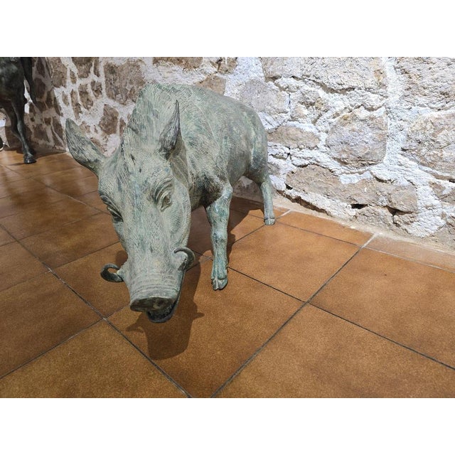 Gold Italian Bronze Warthog Sculptures with Green Patina, 1950s, Set of 2 For Sale - Image 8 of 10