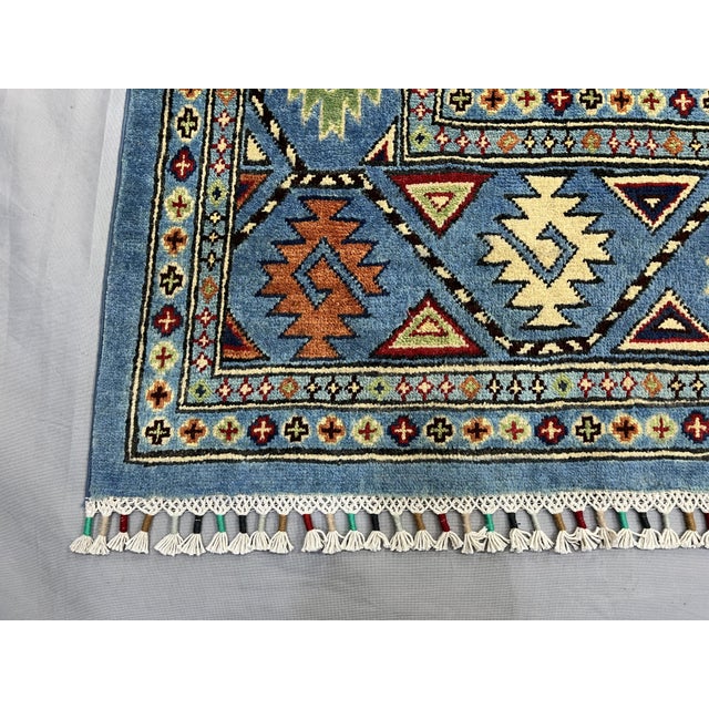Blue Bokhara Wool Area Rug With Tribal Gul Motifs, 6'6" X 10'5" For Sale - Image 15 of 15