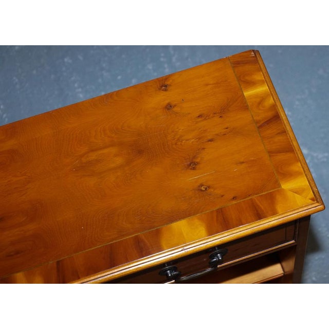 Small Vintage Burr Yew Wood Open Library Bookcase with Drawers and Shelf For Sale - Image 12 of 16