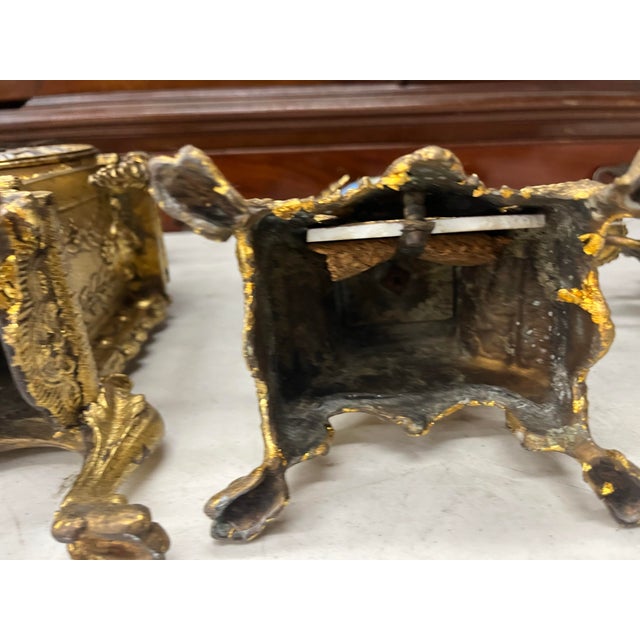 Set of 5, Early 20th Century A Three Piece Clock Garniture Together With a Pair of Three Light Candelabras For Sale - Image 10 of 12