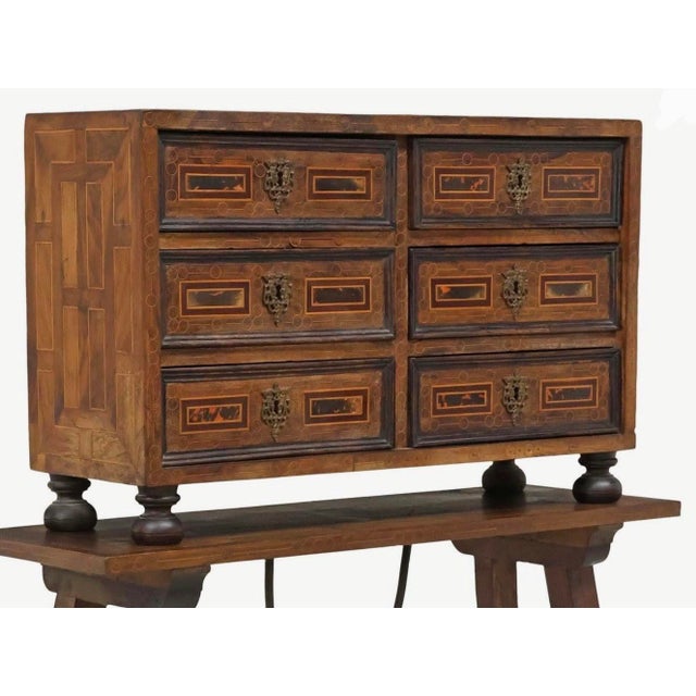 Antique European Baroque Period Spanish Italian Bargueño Table Cabinet on Stand For Sale - Image 17 of 18