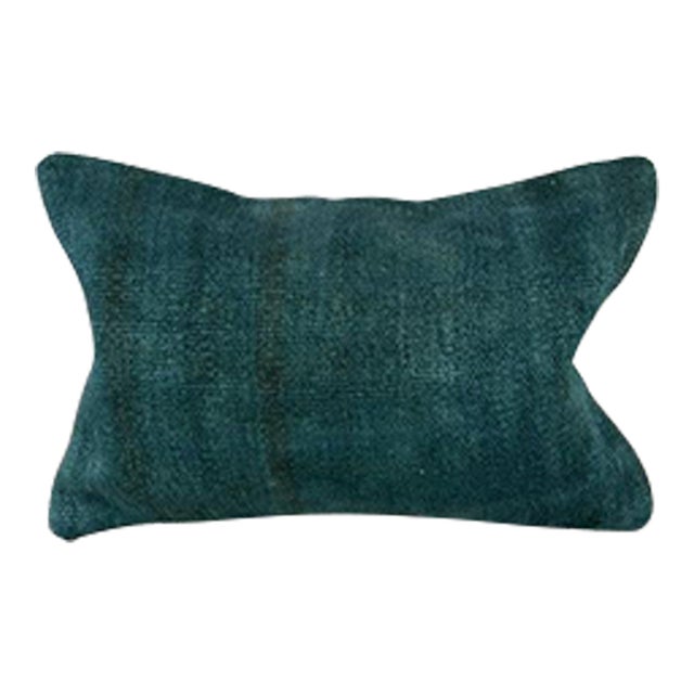16 x 24 Hemp Pillow Turkish Cushion Natural Grayish Blue Pillow Cushion Cover For Sale
