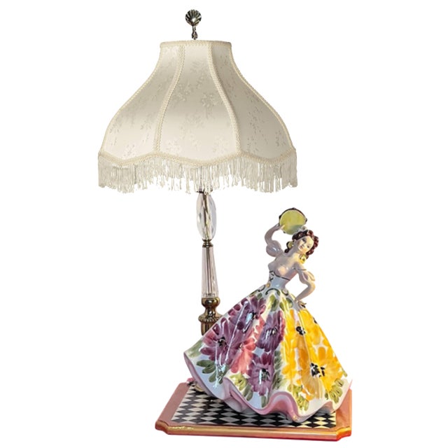 Figurative Mid-Century Giovanni Girardi Porcelain Figurine Dancing Gypsy Table Lamp For Sale - Image 3 of 12
