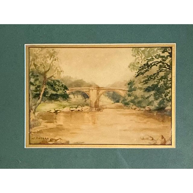 Vintage Bridge Landscape Art in Frame For Sale - Image 9 of 13