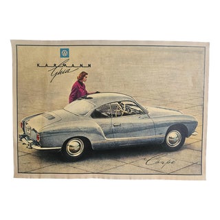 Art Deco Volkswagen Karmann Coupé Automobile Advertising Poster, 1930s For Sale