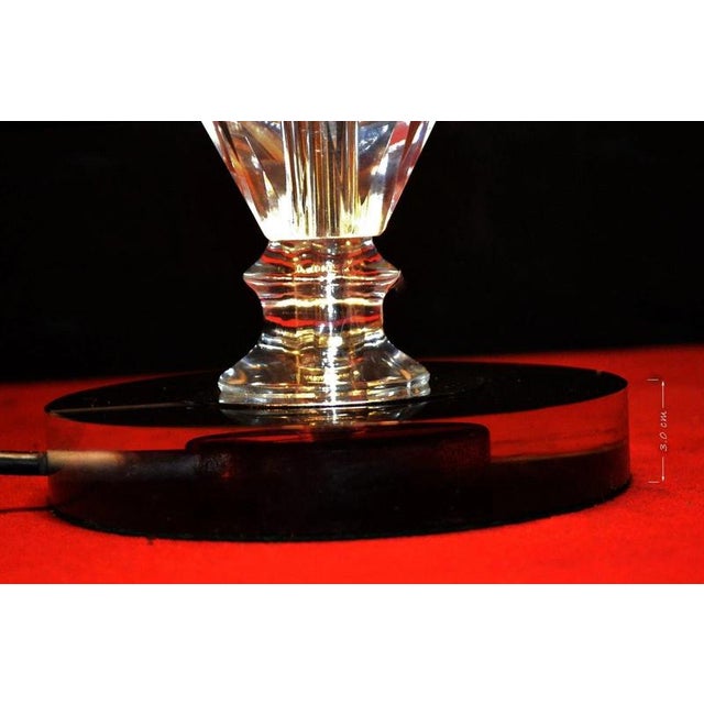 Art Deco Faceted Glass Column Table Lamp with Opaline Shade, 1940s For Sale - Image 6 of 18