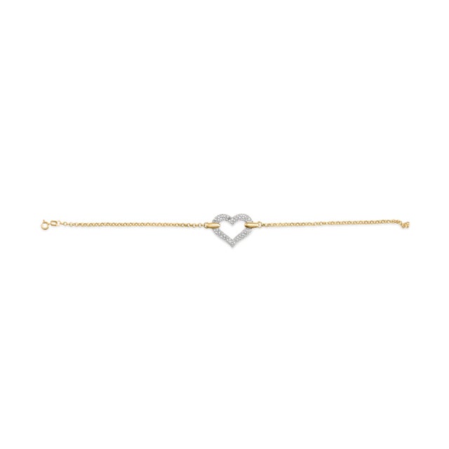 This exquisite diamond heart charm bracelet is a must-have for any fashion-forward woman. Crafted with 10K yellow and...
