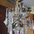 1940s Hollywood Regency Gilt & Verdigris Bronze/ Tole/ Crystal Pendant Chandelier For Sale - Image 4 of 12