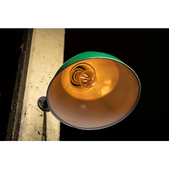 Vintage 1930s Industrial Lamp in Green For Sale - Image 4 of 6