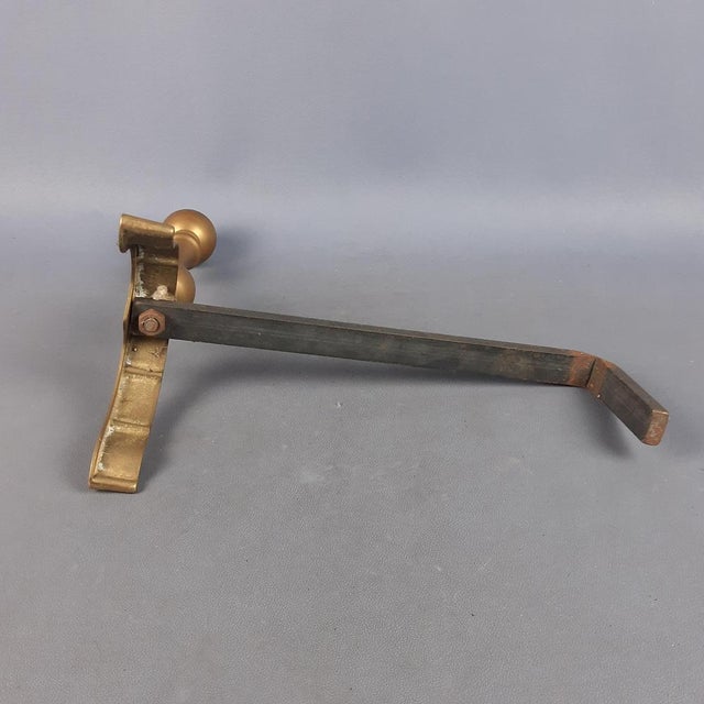 Black Italian Iron and Brass Fireplace Andirons, 20th Century, Set of 2 For Sale - Image 8 of 16