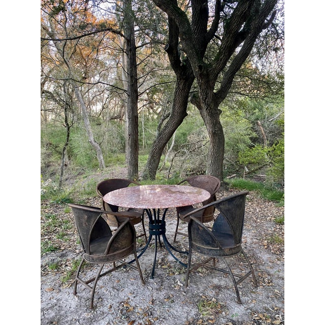 Pair Sculptural French Bistro Chair in Welded Steel, Brutalist Style For Sale - Image 12 of 14