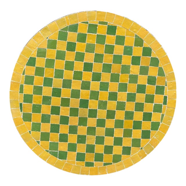 Moroccan Ceramic Tile Round Table Top For Sale