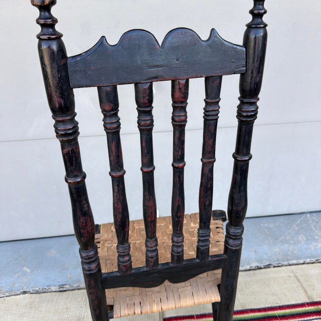 Antique Black-Painted New England Banister-Back Side Chair, Circa 1750s For Sale - Image 13 of 18