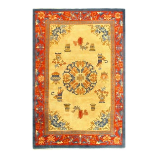 Pasargad DC Gold Color Hand Knotted Chinese Peking Rug For Sale