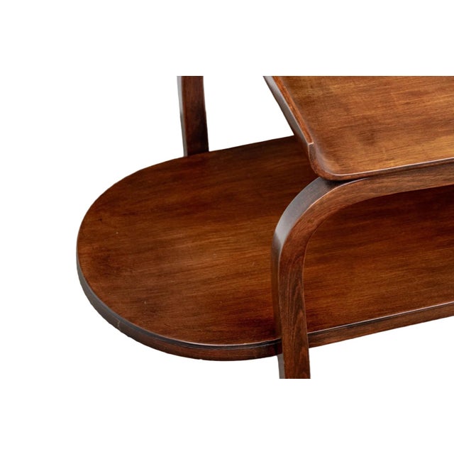 1940s McM/Art Deco Two Tier Wood Accent Table Attributed to Thonet-Mundus For Sale - Image 4 of 7