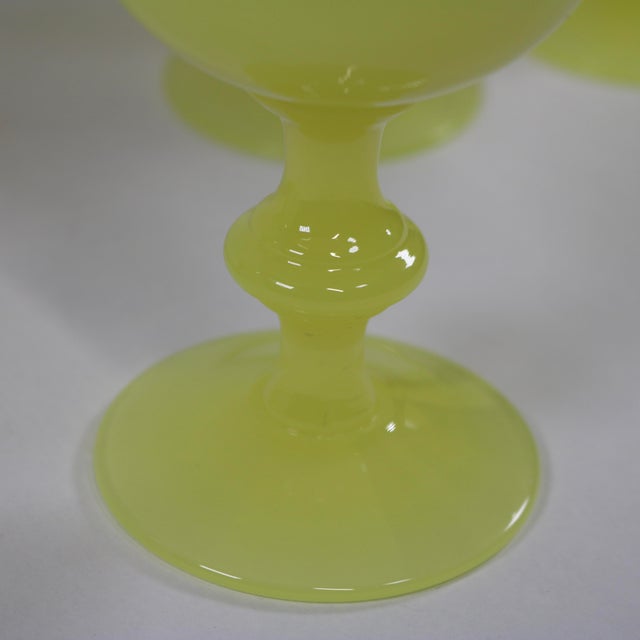 1930s Rare French Yellow Opaline Wine Glasses Attributed to Portieux Vallerysthal - Set of 5 For Sale In Cincinnati - Image 6 of 10