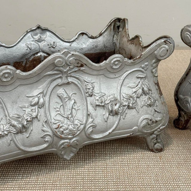 Metal Pair Antique French Louis XIV Style Cast Iron Jardinières For Sale - Image 7 of 17