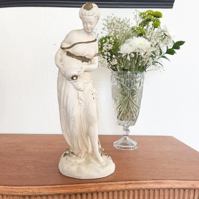 Gorgeous mid century plaster sculpture of Greek Goddess jug. Beautiful, realistic details with great detail to fine...