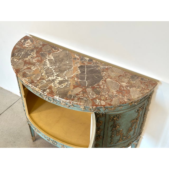 Metal Half-Moon Sideboard in Wood and Marble, 1960s For Sale - Image 7 of 18