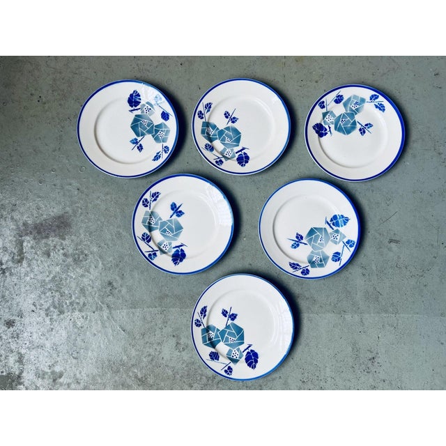 Vintage Art Deco Earthenware Dinner Plates from K&G Lunéville, 1940s, Set of 6 For Sale - Image 6 of 6